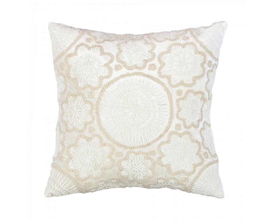 Pasargad - Naples Rectangular Pillow in Ivory/Beige, Cotton/Bamboo Silk