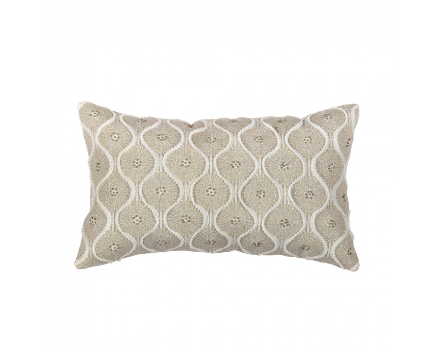 Pasargad - Naples Rectangular Pillow in Beige/Ivory, Cotton/Bamboo Silk