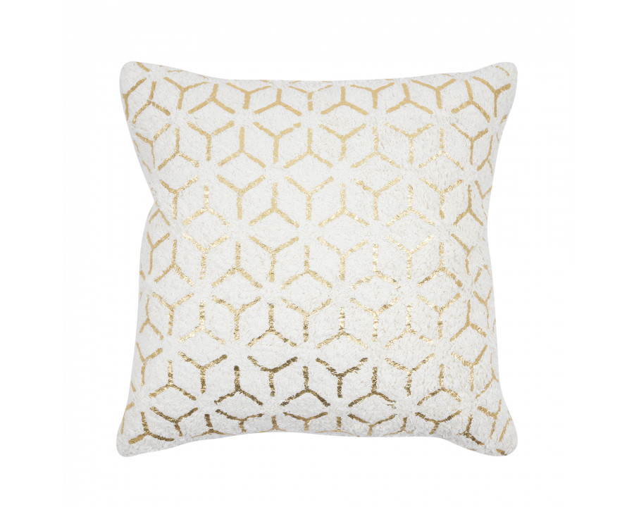 Pasargad - Grand Canyon Square Pillow in White/Gold, Cotton