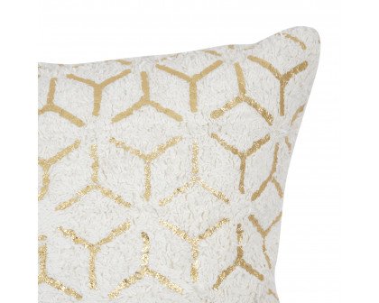 Pasargad - Grand Canyon Square Pillow in White/Gold, Cotton