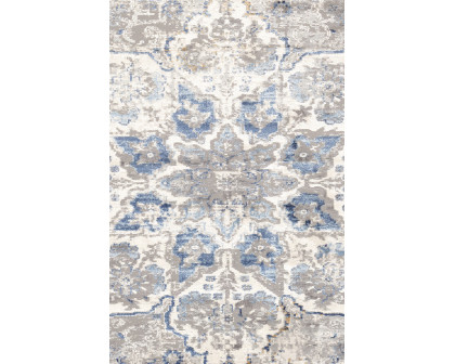 Pasargad Efes Collection Power Loom Polypropylene/Polyester Area Rug - L. Gray/Blue, 30" x 120" (pd-167b 2.6x10)