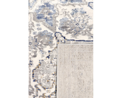 Pasargad Efes Collection Power Loom Polypropylene/Polyester Area Rug - L. Gray/Blue, 30" x 120" (pd-167b 2.6x10)