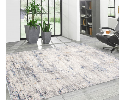 Pasargad Efes Collection Power Loom Polypropylene/Polyester Area Rug - L. Gray/L. Blue, 114" x 162" (pd-171b 10x14)