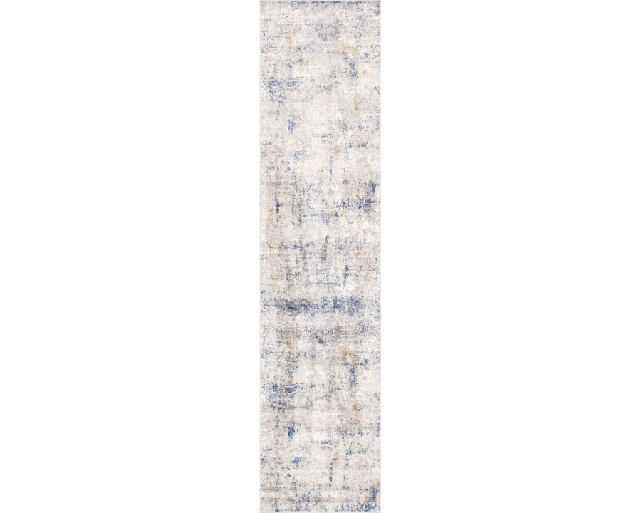 Pasargad Efes Collection Power Loom Polypropylene/Polyester Area Rug - L. Gray/L. Blue, 30" x 72" (pd-171b 2.6x6)