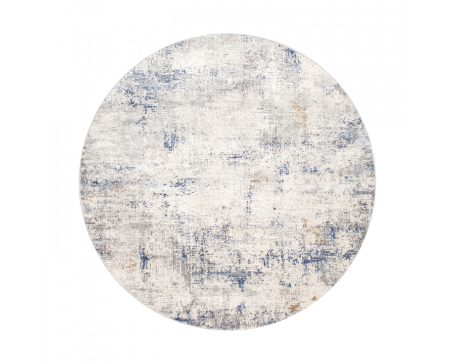 Pasargad Efes Collection Power Loom Polypropylene/Polyester Area Rug - L. Gray/L. Blue, 72" x 72" (pd-171b 6xround)