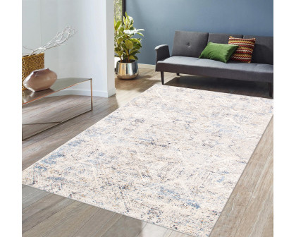 Pasargad Efes Collection Power Loom Polypropylene/Polyester Area Rug - L. Gray/L. Blue, 114" x 162" (pd-189b 10x14)