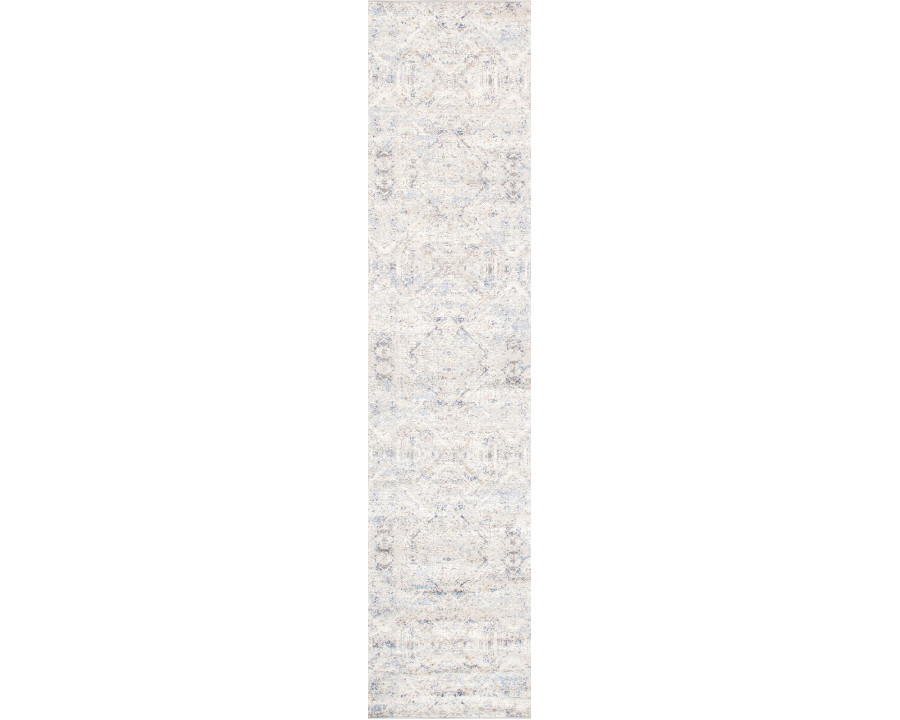 Pasargad Efes Collection Power Loom Polypropylene/Polyester Area Rug - L. Gray/L. Blue, 30" x 120" (pd-189b 2.6x10)