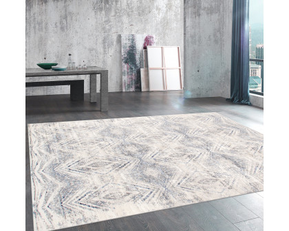 Pasargad Efes Collection Power Loom Polypropylene/Polyester Area Rug - L. Gray/L. Blue, 114" x 162" (pd-193b 10x14)