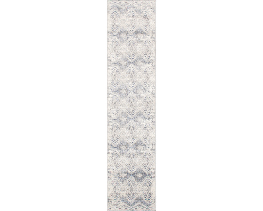 Pasargad Efes Collection Power Loom Polypropylene/Polyester Area Rug - L. Gray/L. Blue, 30" x 120" (pd-193b 2.06x10)