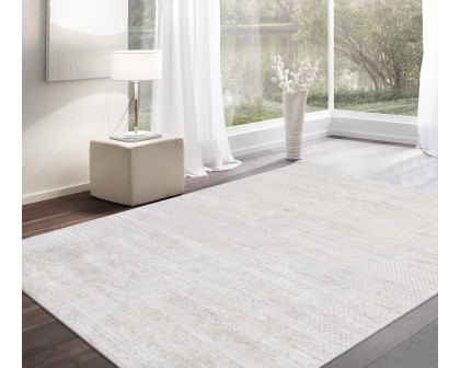 Pasargad - Amari Collection Hand-Loomed Bamboo Silk/Wool Area Rug in Beige, 64" x 92" (PDC-112 5x8)