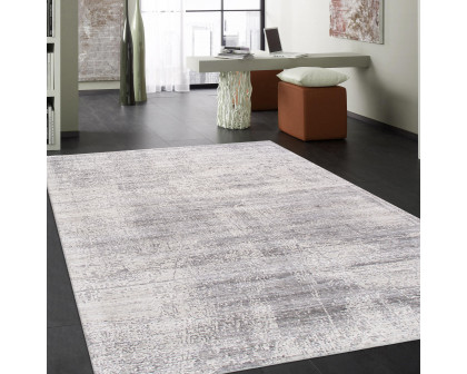 Pasargad - Amari Collection Hand-Loomed Bamboo Silk/Wool Area Rug in Silver/Gray, 97" x 121" (PDC-137S 8x10)