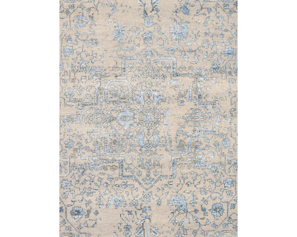 Pasargad - Transitional Collection Hand-Knotted Bamboo Silk/Wool Area Rug in Silver/L. Blue, 69" x 108" (pdc-1866 6x9)