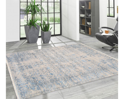 Pasargad - Transitional Collection Hand-Knotted Bamboo Silk/Wool Area Rug in Silver/L. Blue, 69" x 108" (pdc-1866 6x9)