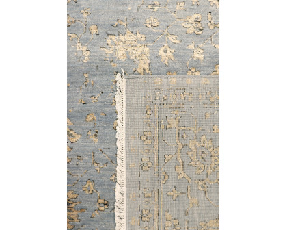 Pasargad - Transitional Collection Hand-Knotted Bamboo Silk/Wool Area Rug in L. Blue/Gold, 107" x 141" (pdc-1980 9x12)