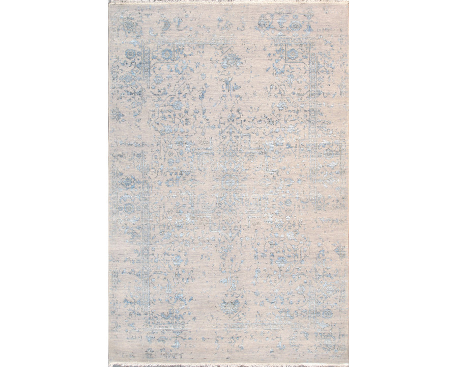 Pasargad - Transitional Collection Hand-Knotted Bamboo Silk/Wool Area Rug in Silver/L. Blue, 71" x 108" (pdc-245 6x9)