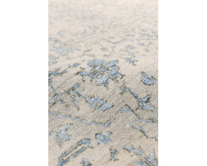 Pasargad - Transitional Collection Hand-Knotted Bamboo Silk/Wool Area Rug in Silver/L. Blue, 71" x 108" (pdc-245 6x9)