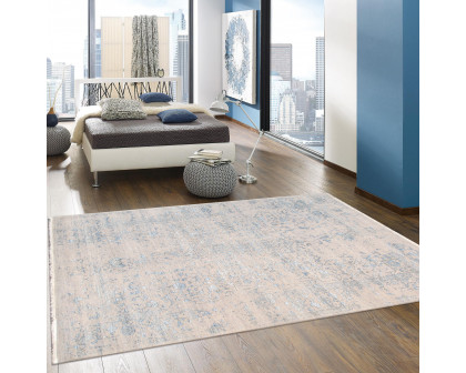 Pasargad - Transitional Collection Hand-Knotted Bamboo Silk/Wool Area Rug in Silver/L. Blue, 71" x 108" (pdc-245 6x9)