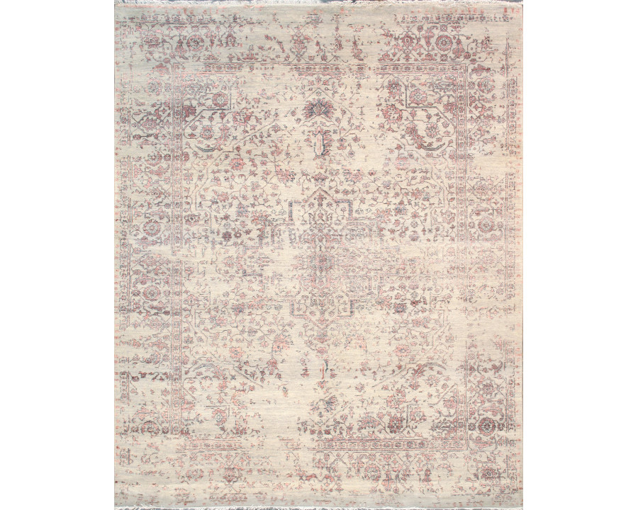 Pasargad - Transitional Collection Hand-Knotted Bamboo Silk/Wool Area Rug in Silver/Copper, 97" x 119" (pdc-2498 8x10)