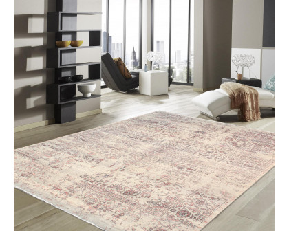 Pasargad - Transitional Collection Hand-Knotted Bamboo Silk/Wool Area Rug in Silver/Copper, 97" x 119" (pdc-2498 8x10)