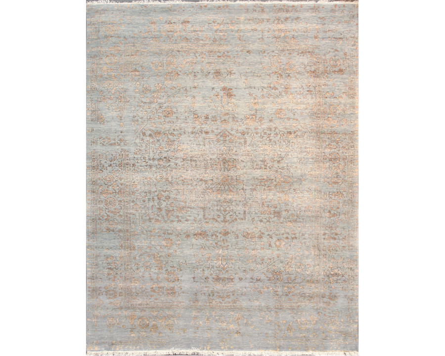 Pasargad - Transitional Collection Hand-Knotted Bamboo Silk/Wool Area Rug in Blue/Gold, 93" x 120" (pdc-2779 8x10)