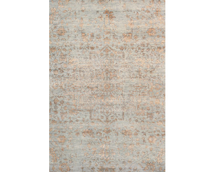 Pasargad - Transitional Collection Hand-Knotted Bamboo Silk/Wool Area Rug in Blue/Gold, 93" x 120" (pdc-2779 8x10)