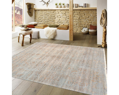 Pasargad - Transitional Collection Hand-Knotted Bamboo Silk/Wool Area Rug in Blue/Gold, 93" x 120" (pdc-2779 8x10)