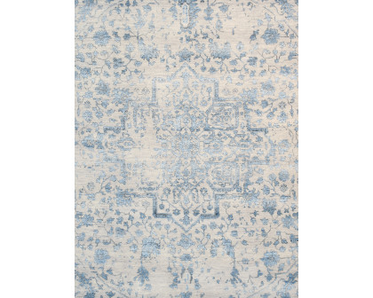 Pasargad - Transitional Collection Hand-Knotted Bamboo Silk/Wool Area Rug in Silver/Blue, 101" x 140" (pdc-3405 8x12)