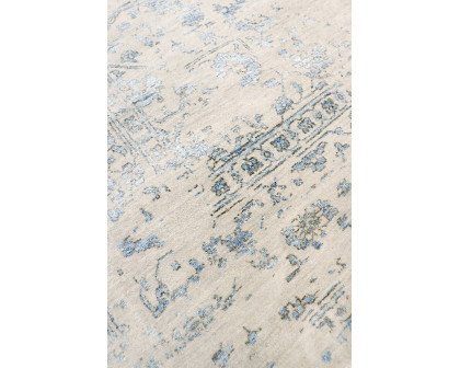 Pasargad - Transitional Collection Hand-Knotted Bamboo Silk/Wool Area Rug in Silver/Blue, 101" x 140" (pdc-3405 8x12)