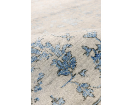 Pasargad - Transitional Collection Hand-Knotted Bamboo Silk/Wool Area Rug in Silver/Blue, 101" x 140" (pdc-3405 8x12)