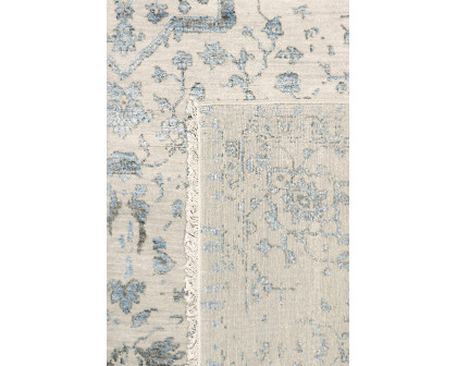 Pasargad - Transitional Collection Hand-Knotted Bamboo Silk/Wool Area Rug in Silver/Blue, 101" x 140" (pdc-3405 8x12)