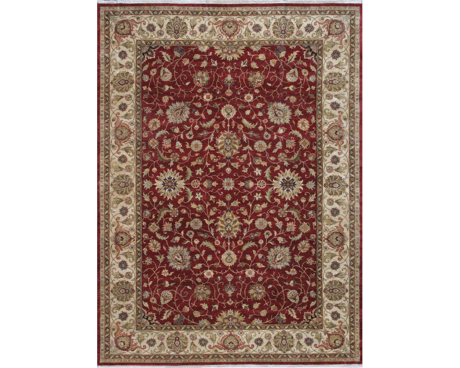 Pasargad - Agra Collection Hand-Knotted Lamb's Wool Area Rug in Red/Beige, 116" x 159" (PDC-504 10X13)