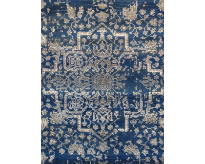 Pasargad - Transitional Collection Hand-Knotted Bamboo Silk/Wool Area Rug in Blue/Silver, 108" x 142" (pdc-757 9x12)