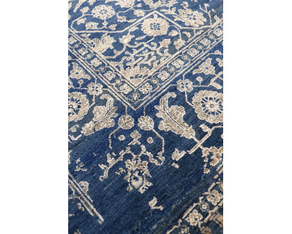 Pasargad - Transitional Collection Hand-Knotted Bamboo Silk/Wool Area Rug in Blue/Silver, 108" x 142" (pdc-757 9x12)