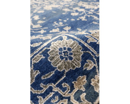 Pasargad - Transitional Collection Hand-Knotted Bamboo Silk/Wool Area Rug in Blue/Silver, 108" x 142" (pdc-757 9x12)