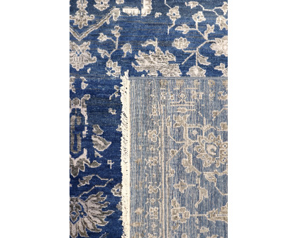 Pasargad - Transitional Collection Hand-Knotted Bamboo Silk/Wool Area Rug in Blue/Silver, 108" x 142" (pdc-757 9x12)