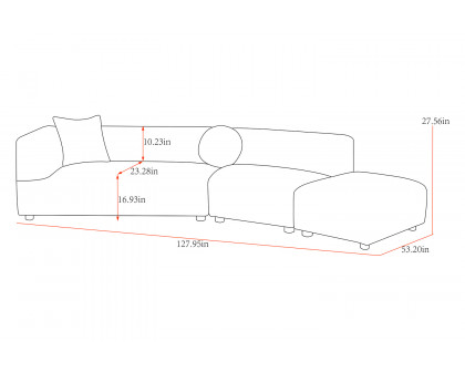 Pasargad - Portfino Modern Sectional Sofa with 2 Fur Pillow