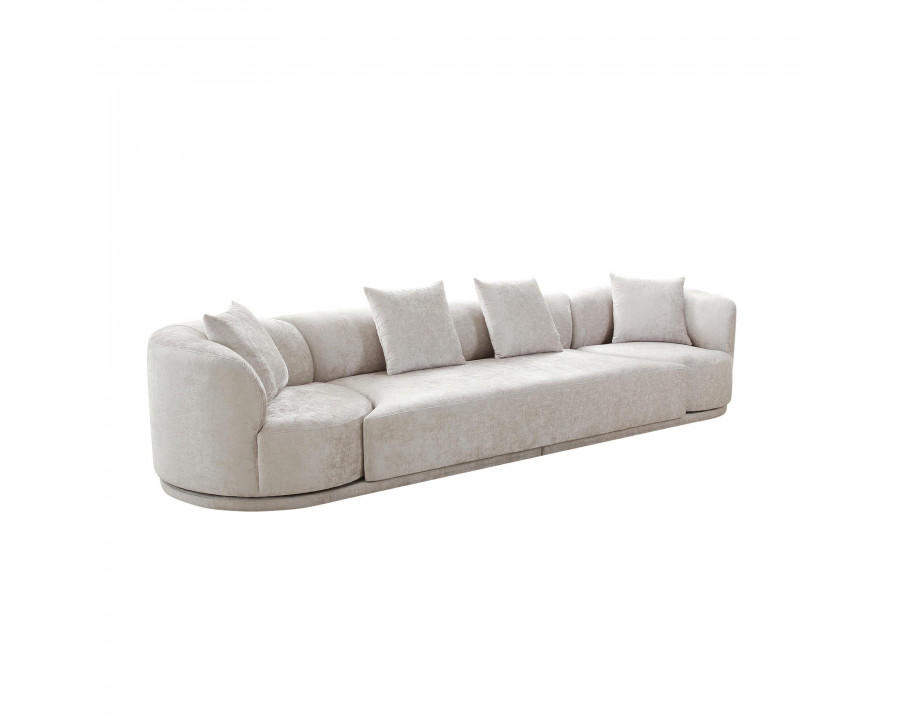 Pasargad - Cielo Sofa Set with Swivel Chairs and Ottoman in Beige, Poly Fabric