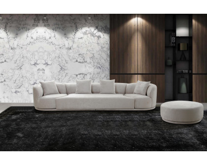 Pasargad - Cielo Sofa Set with Swivel Chairs and Ottoman in Beige, Poly Fabric