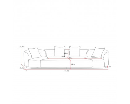 Pasargad - Cielo Sofa Set with Swivel Chairs and Ottoman in Beige, Poly Fabric