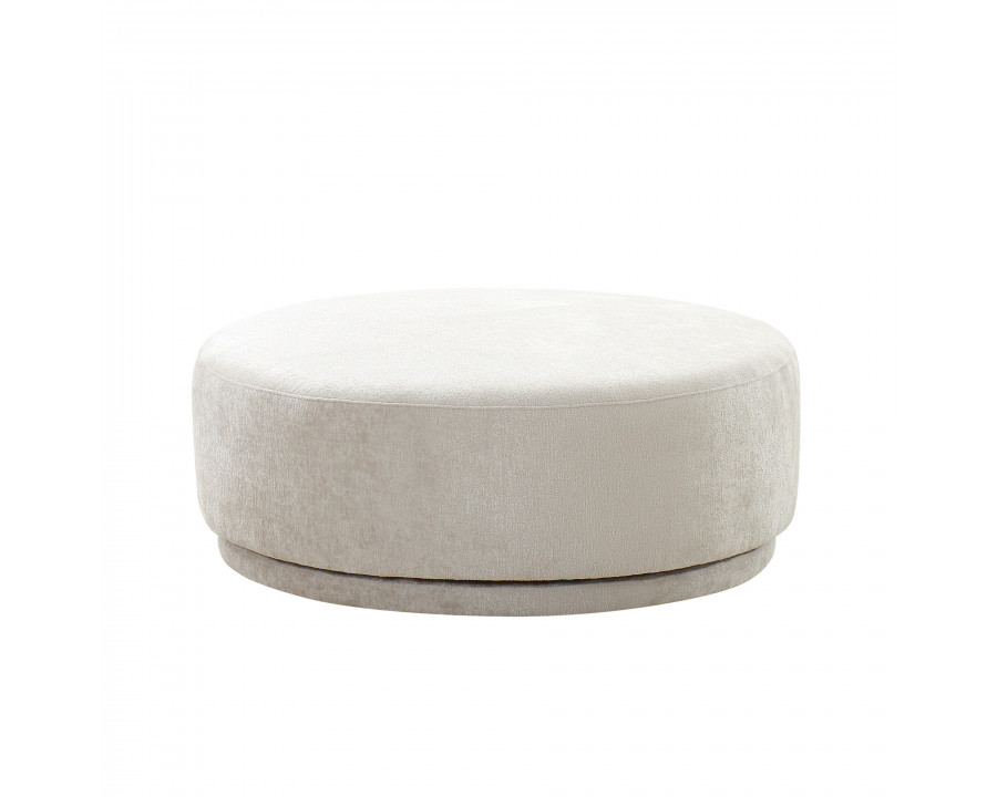 Pasargad Cielo Swivel Base Ottoman - Beige, Poly Fabric