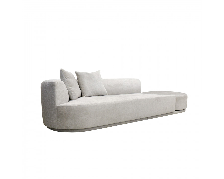 Pasargad - Cielo Sofa with Swivel Base Ottoman and 2 Pillows in Beige, Poly Fabric