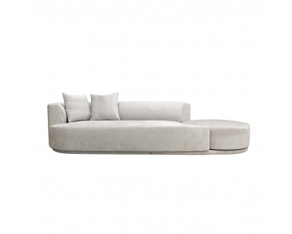 Pasargad - Cielo Sofa with Swivel Base Ottoman and 2 Pillows in Beige, Poly Fabric