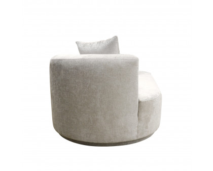 Pasargad - Cielo Sofa with Swivel Base Ottoman and 2 Pillows in Beige, Poly Fabric