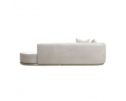 Pasargad - Cielo Sofa with Swivel Base Ottoman and 2 Pillows in Beige, Poly Fabric