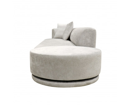 Pasargad - Cielo Sofa with Swivel Base Ottoman and 2 Pillows in Beige, Poly Fabric