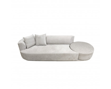 Pasargad - Cielo Sofa with Swivel Base Ottoman and 2 Pillows in Beige, Poly Fabric