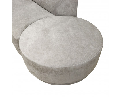 Pasargad - Cielo Sofa with Swivel Base Ottoman and 2 Pillows in Beige, Poly Fabric