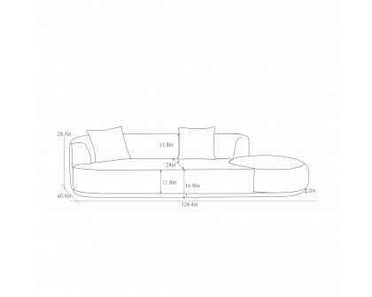 Pasargad - Cielo Sofa with Swivel Base Ottoman and 2 Pillows in Beige, Poly Fabric