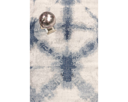 Pasargad Shibori Collection Hand-Loomed Silver/Blue Bamboo Silk and Wool Area Rug (PEL-12 10X14) - 120'' x 168''