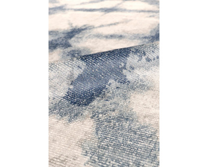 Pasargad Shibori Collection Hand-Loomed Silver/Blue Bamboo Silk and Wool Area Rug (PEL-12 10X14) - 120'' x 168''